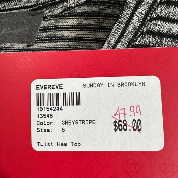 Sunday in Brooklyn Womens Twist Hem Top M Medium Black White Stripe Long… - Picture 6 of 7